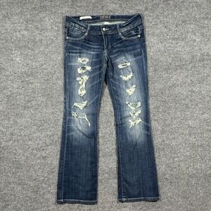 Decree Womens Bootcut Jeans Size 11 Blue Distressed Denim Stretch Low Rise